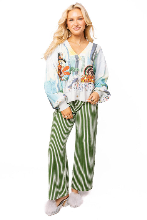 Multi Thanksgiving Parade Button Up Cardigan