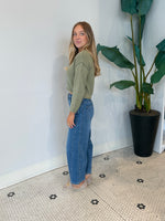SINDHU LONG SLEEVE CREW NECK CARDIGAN MOSS