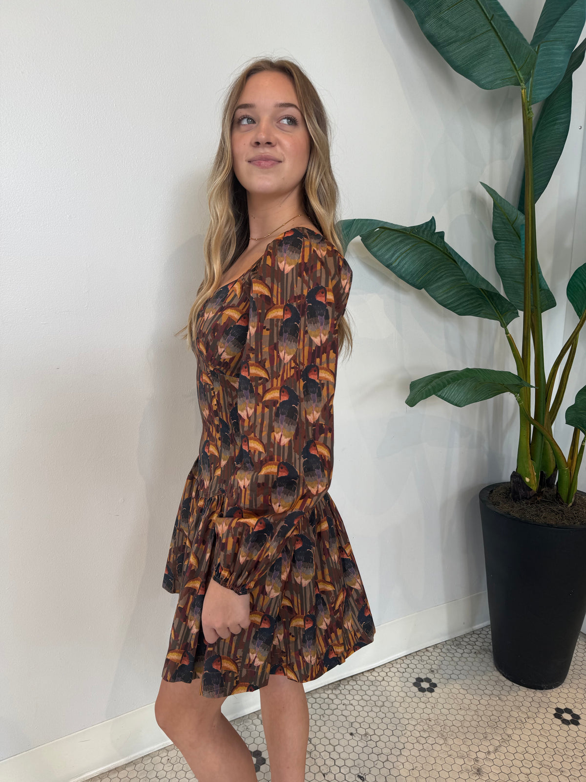 POLLY PRINTED FIT AND FLARE DRESS MULTI COLOR
