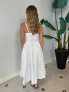 KNOTTED FLOWER BOW MIDI DRESS IVORY