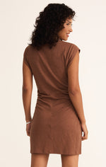 CAMINO TEXTURED MINI DRESS TEAKWOOD