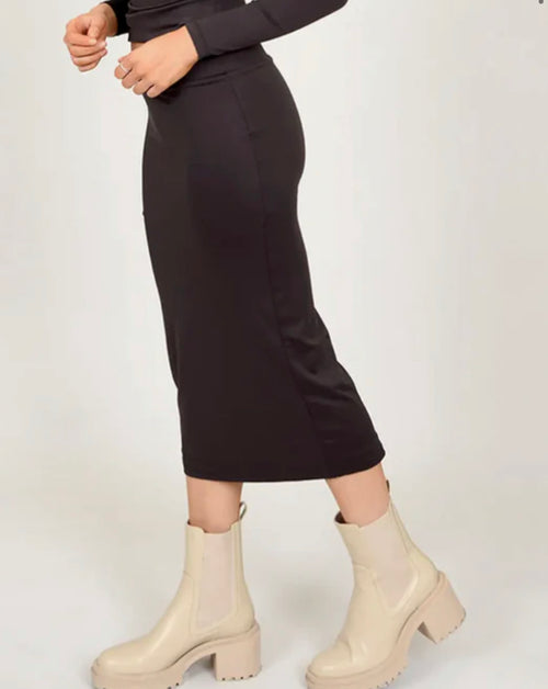 TANIRA MIDI SKIRT DK BROWN