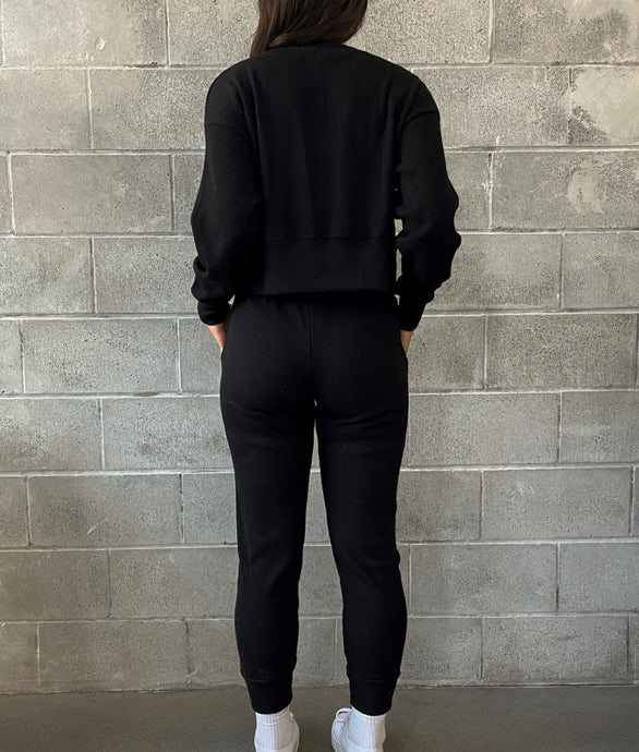 KENZIE WAFFLE JOGGER BLACK