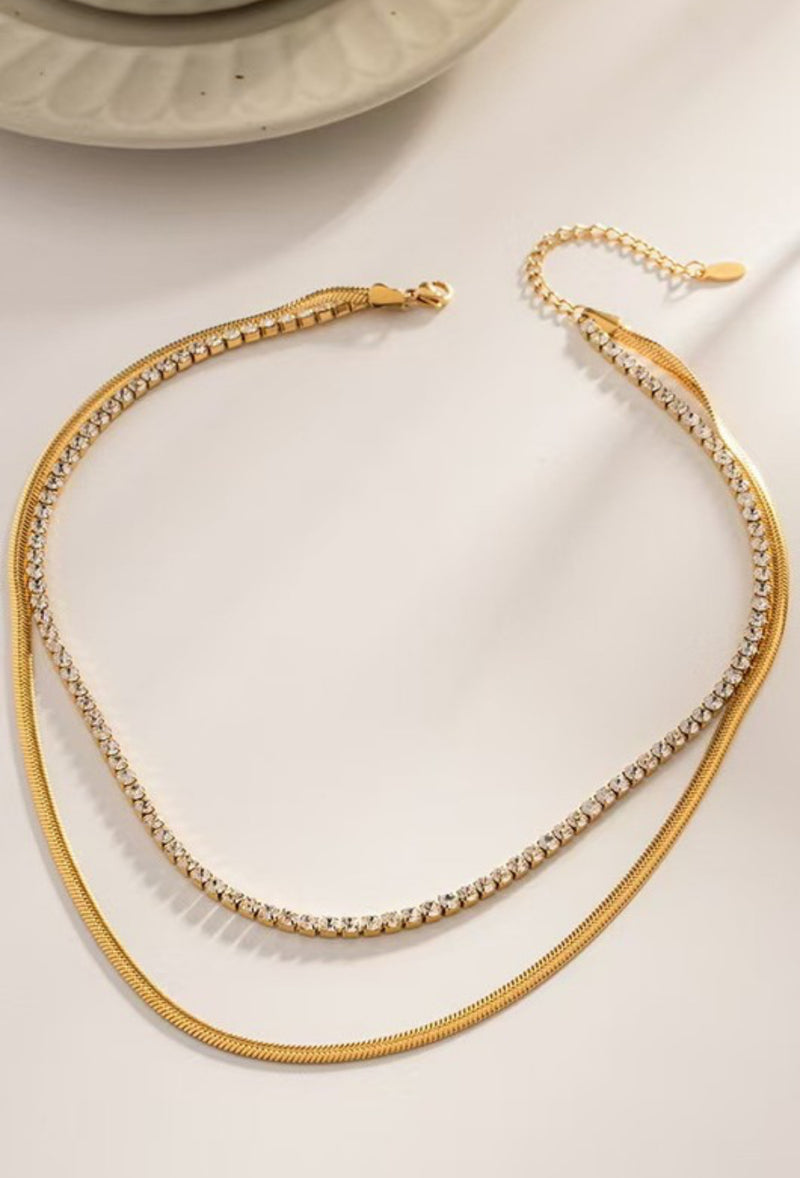 RHINESTONE NECKLACE GOLD