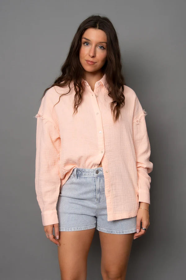 FARAMIR BUTTON FRONT SHIRT DUSTY PEACH