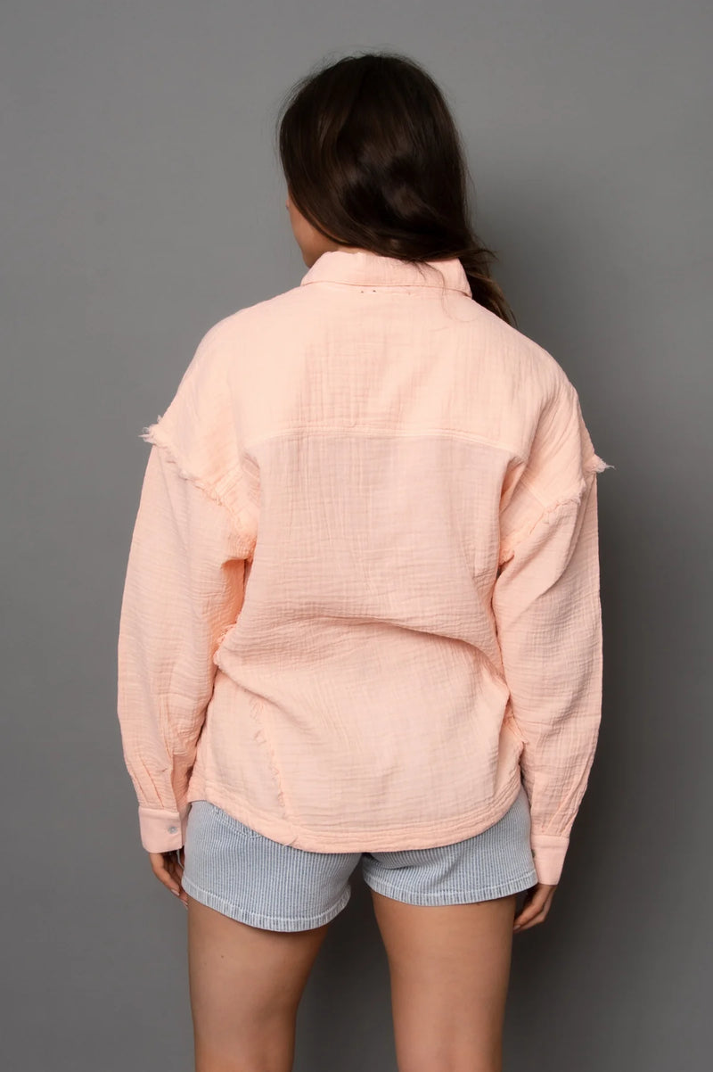 FARAMIR BUTTON FRONT SHIRT DUSTY PEACH