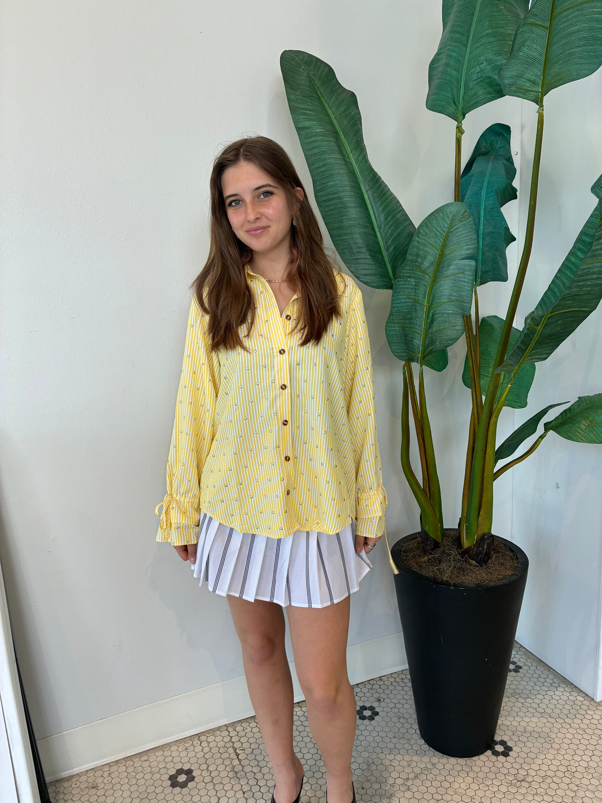 LEMON PINSTRIPE SHIRT