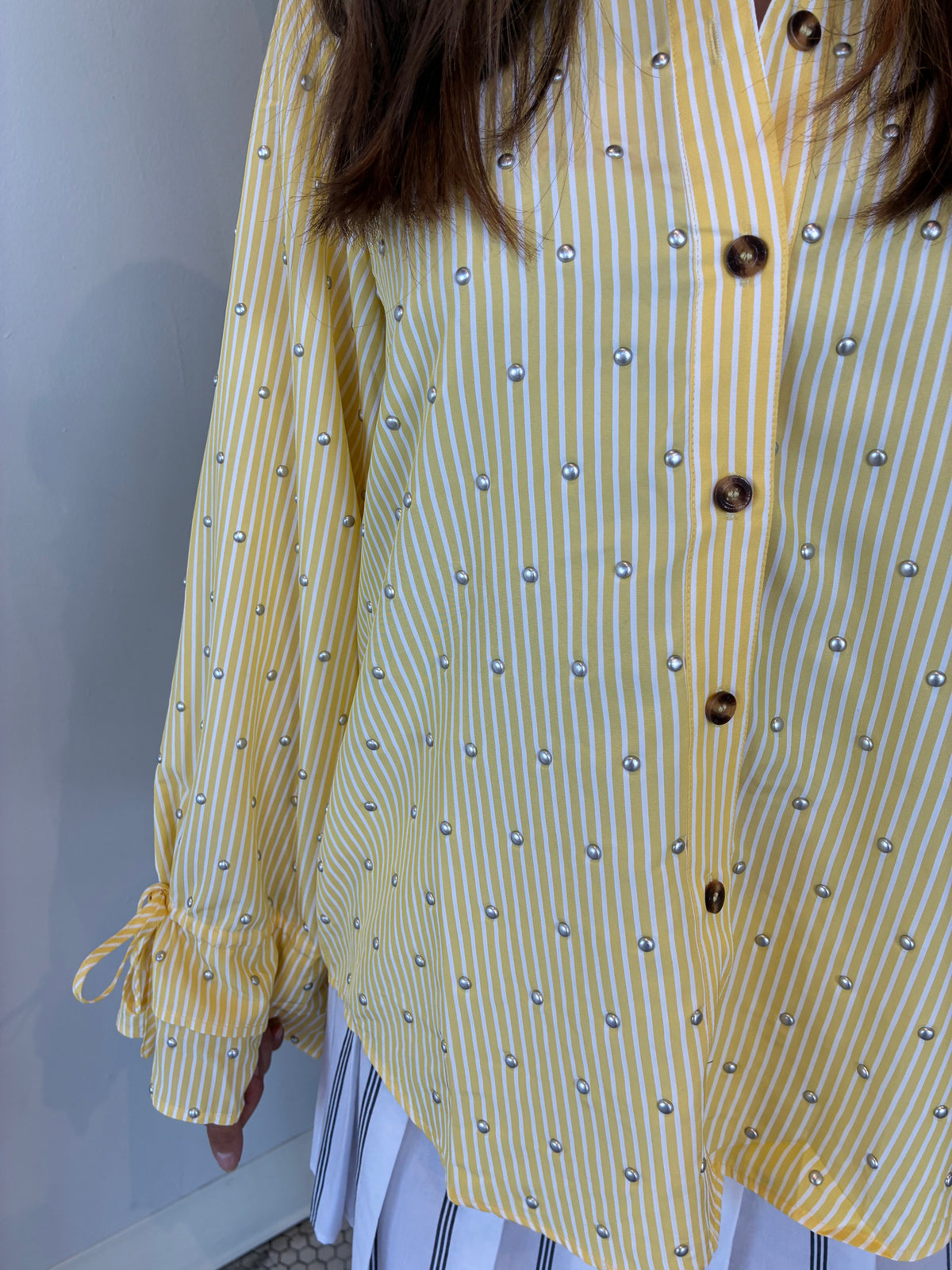 LEMON PINSTRIPE SHIRT