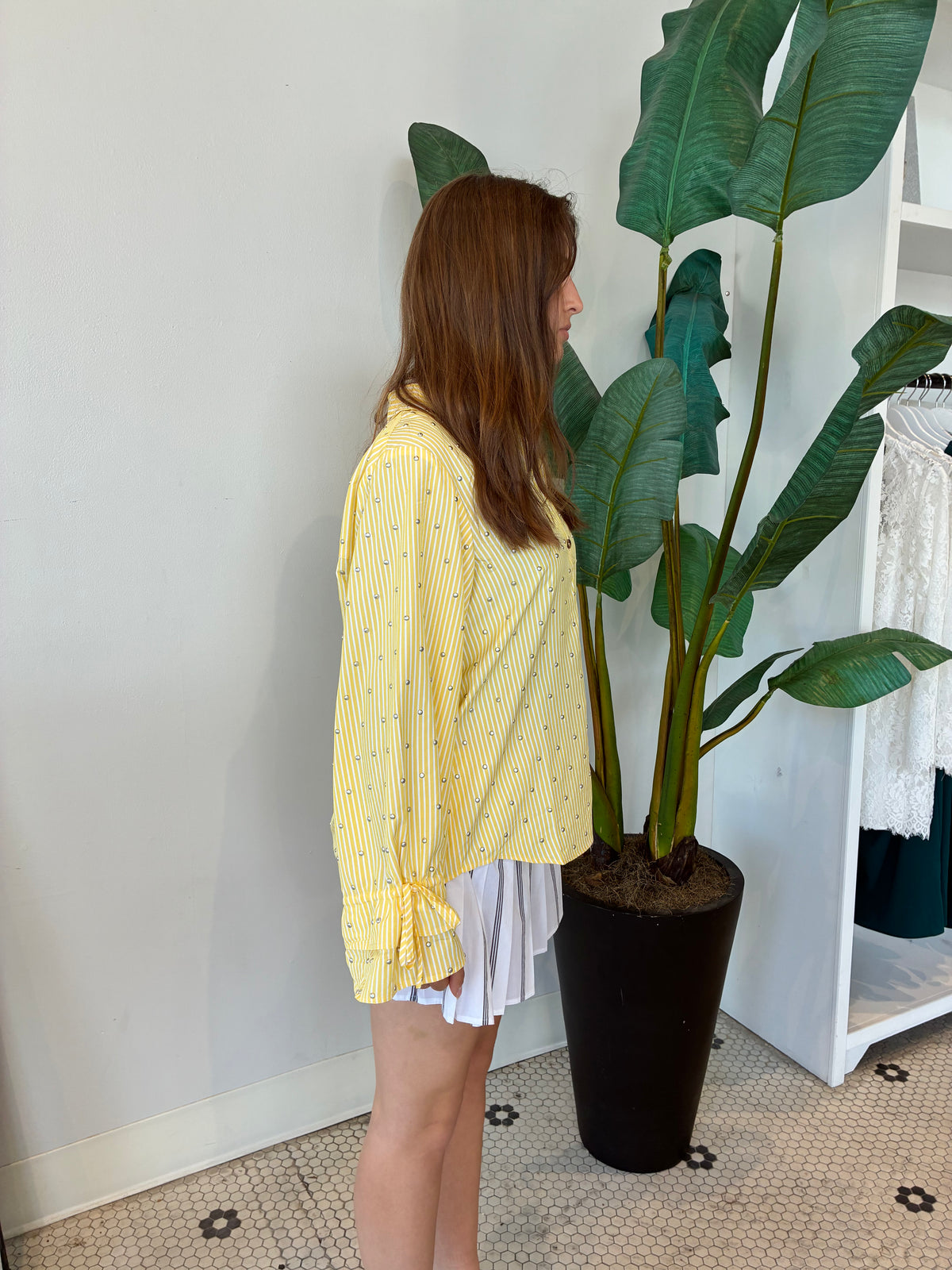 LEMON PINSTRIPE SHIRT