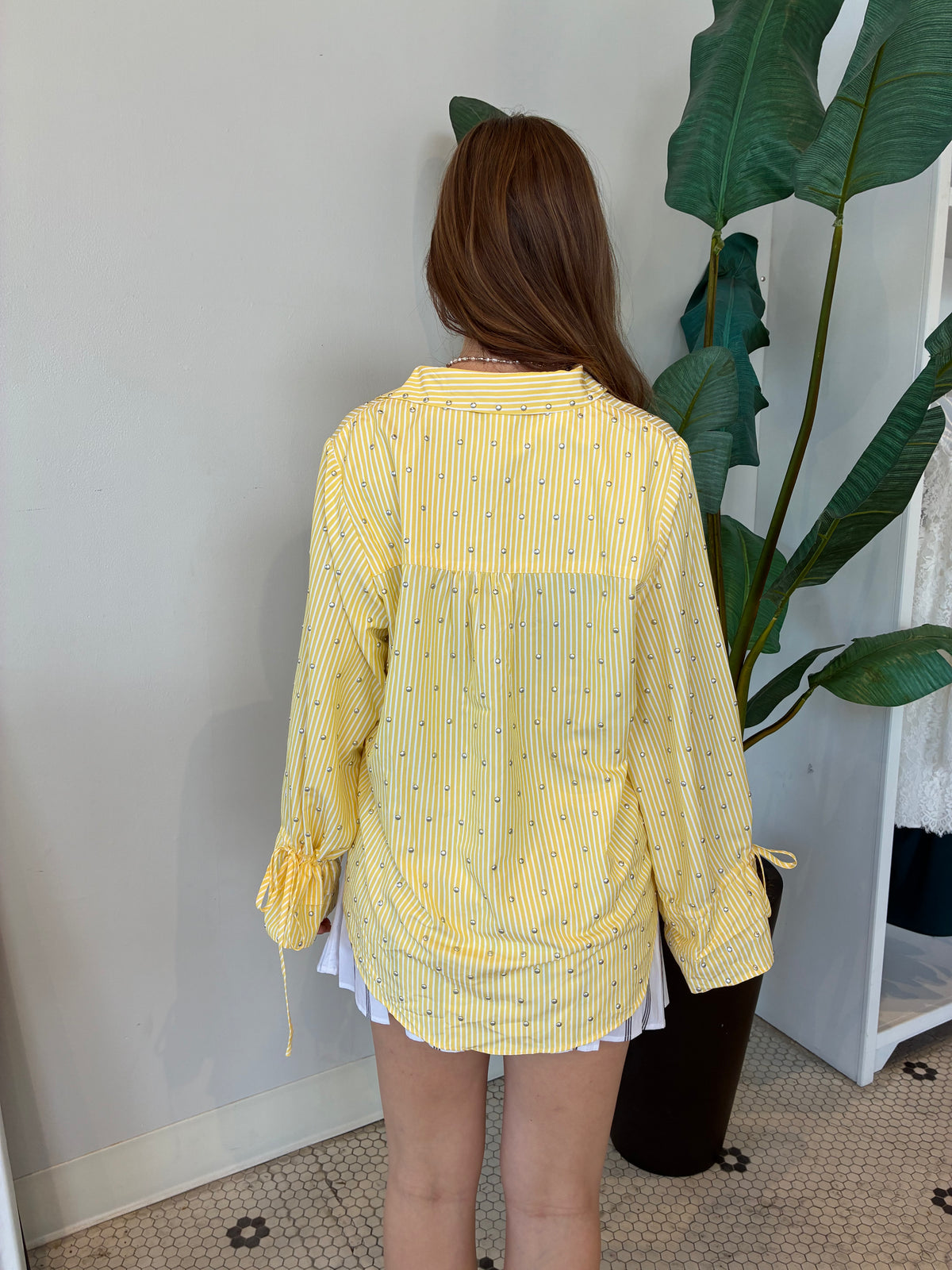 LEMON PINSTRIPE SHIRT