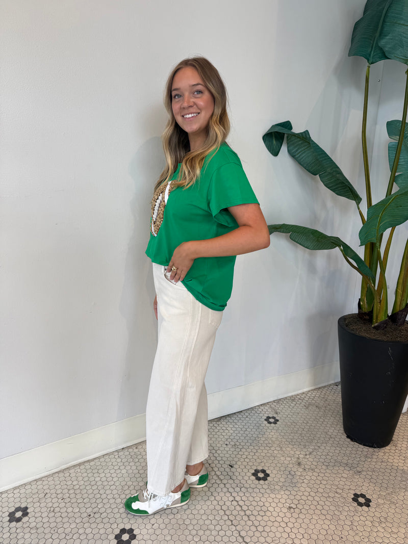 GREEN JEWELED FOOTBALL TEE