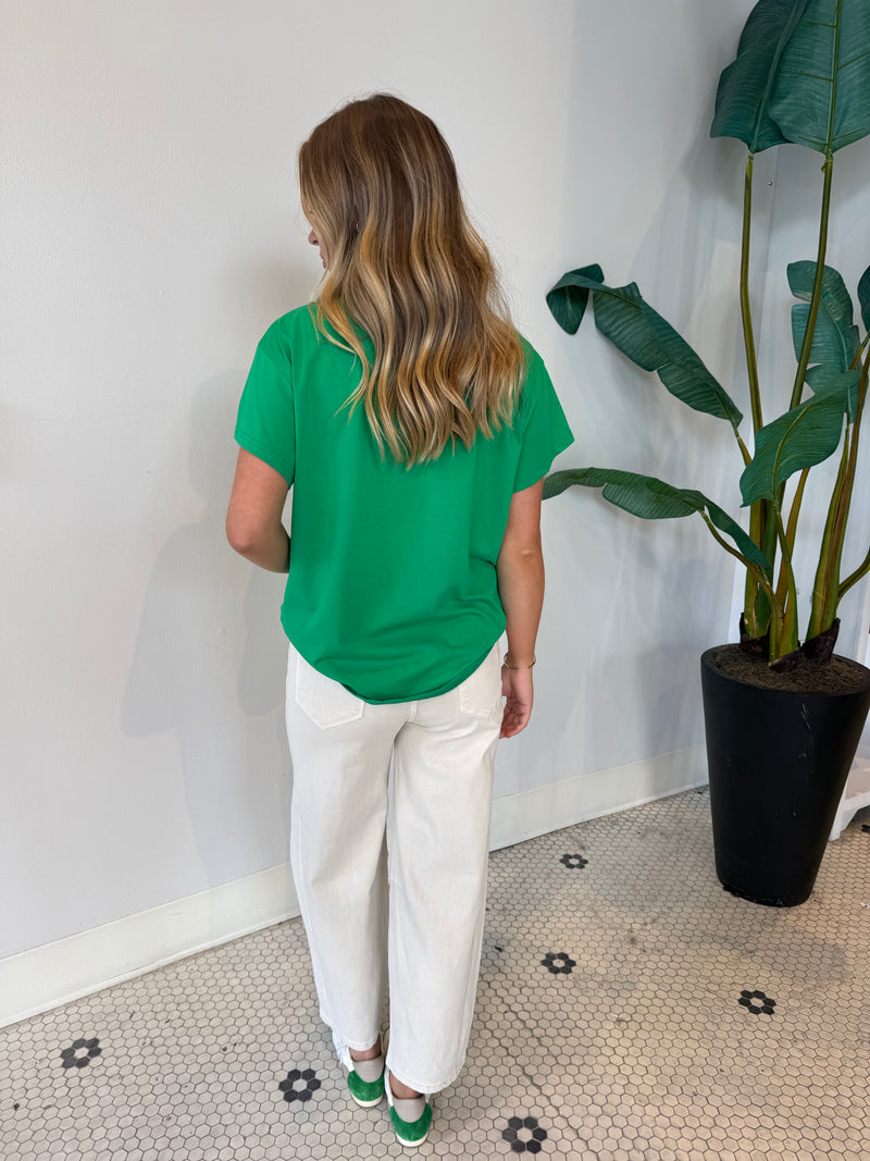 GREEN JEWELED FOOTBALL TEE