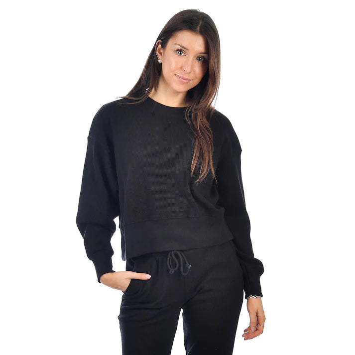 KAI WAFFLE PULLOVER BLACK