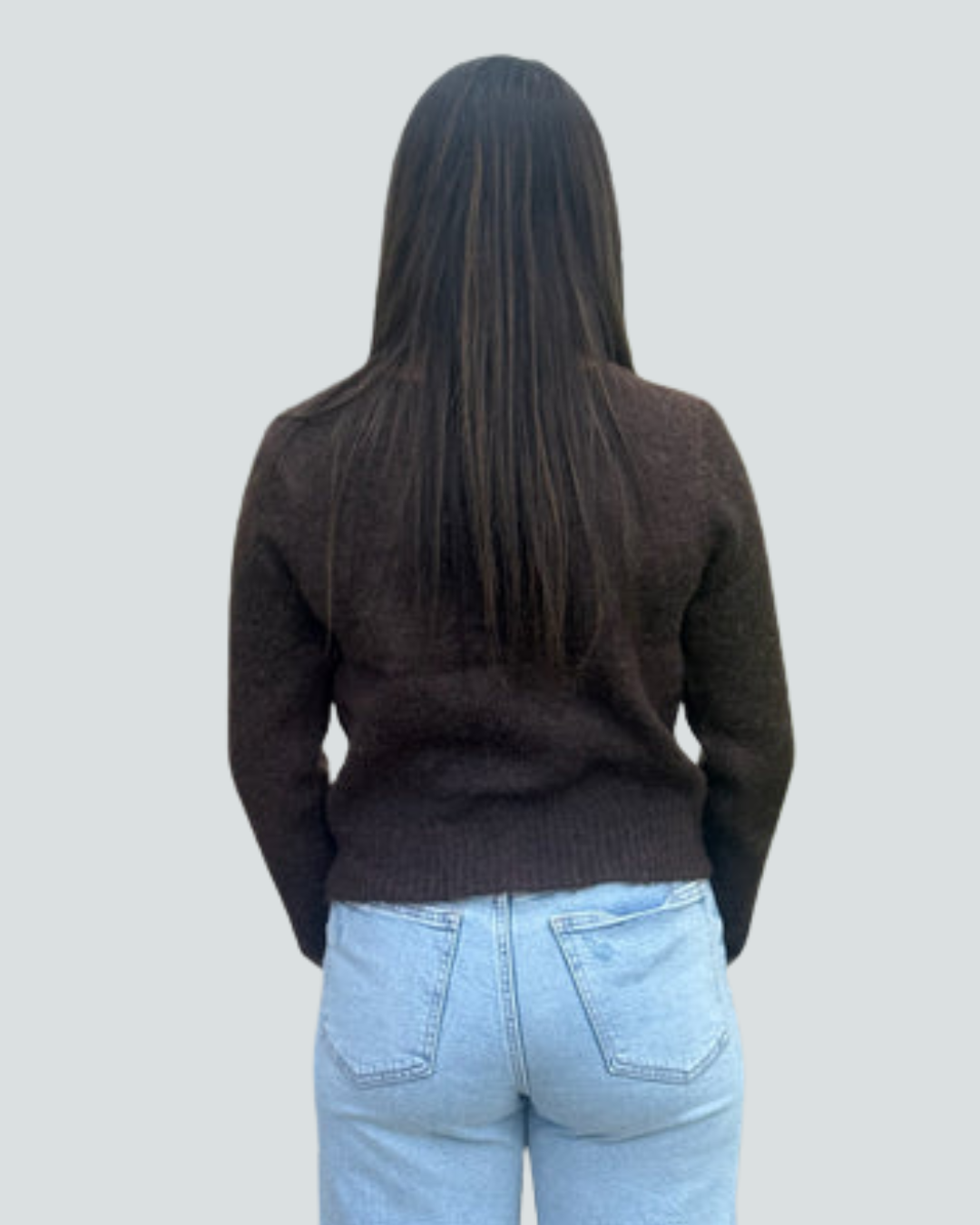 BERGOS CREW NECK CARDIGAN BROWN MEL