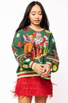 DARK GREEN VINTAGE JINGLE BELL SANTA SWEATSHIRT