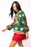 DARK GREEN VINTAGE JINGLE BELL SANTA SWEATSHIRT