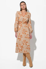 JOY EMBROIDERED MAXI WITH SIDE CUT OUT RUST