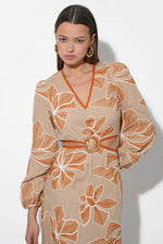 JOY EMBROIDERED MAXI WITH SIDE CUT OUT RUST