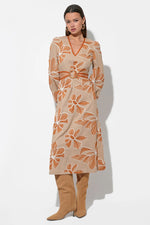 JOY EMBROIDERED MAXI WITH SIDE CUT OUT RUST