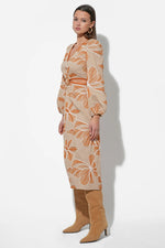 JOY EMBROIDERED MAXI WITH SIDE CUT OUT RUST