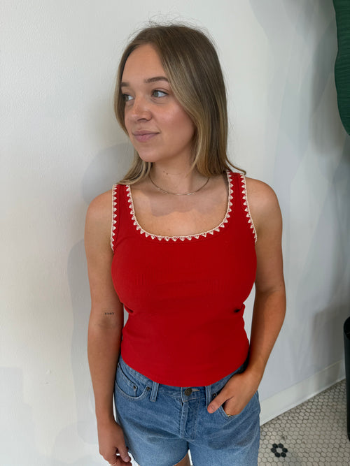 JAIDYNN RIB TANK CABANA RED
