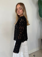 LUCINDA LONG SLEEVE CREW NECK CARDIGAN BLK