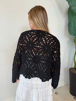 LUCINDA LONG SLEEVE CREW NECK CARDIGAN BLK
