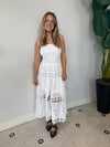 EYELET LACE TUBE DRESS WHITE