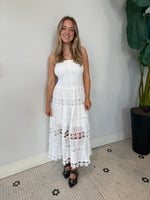 EYELET LACE TUBE DRESS WHITE