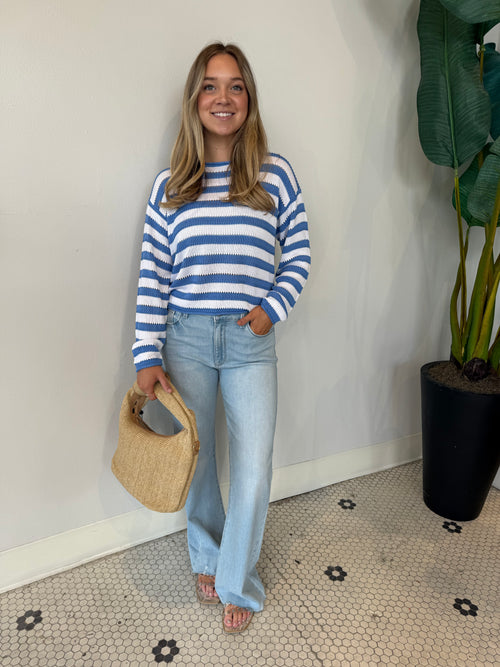 PRADO STRIPE SWEATER BAY BLUE
