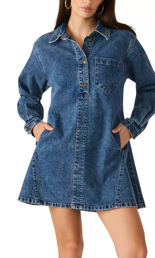 EDITH DRESS IN DARK DENIM