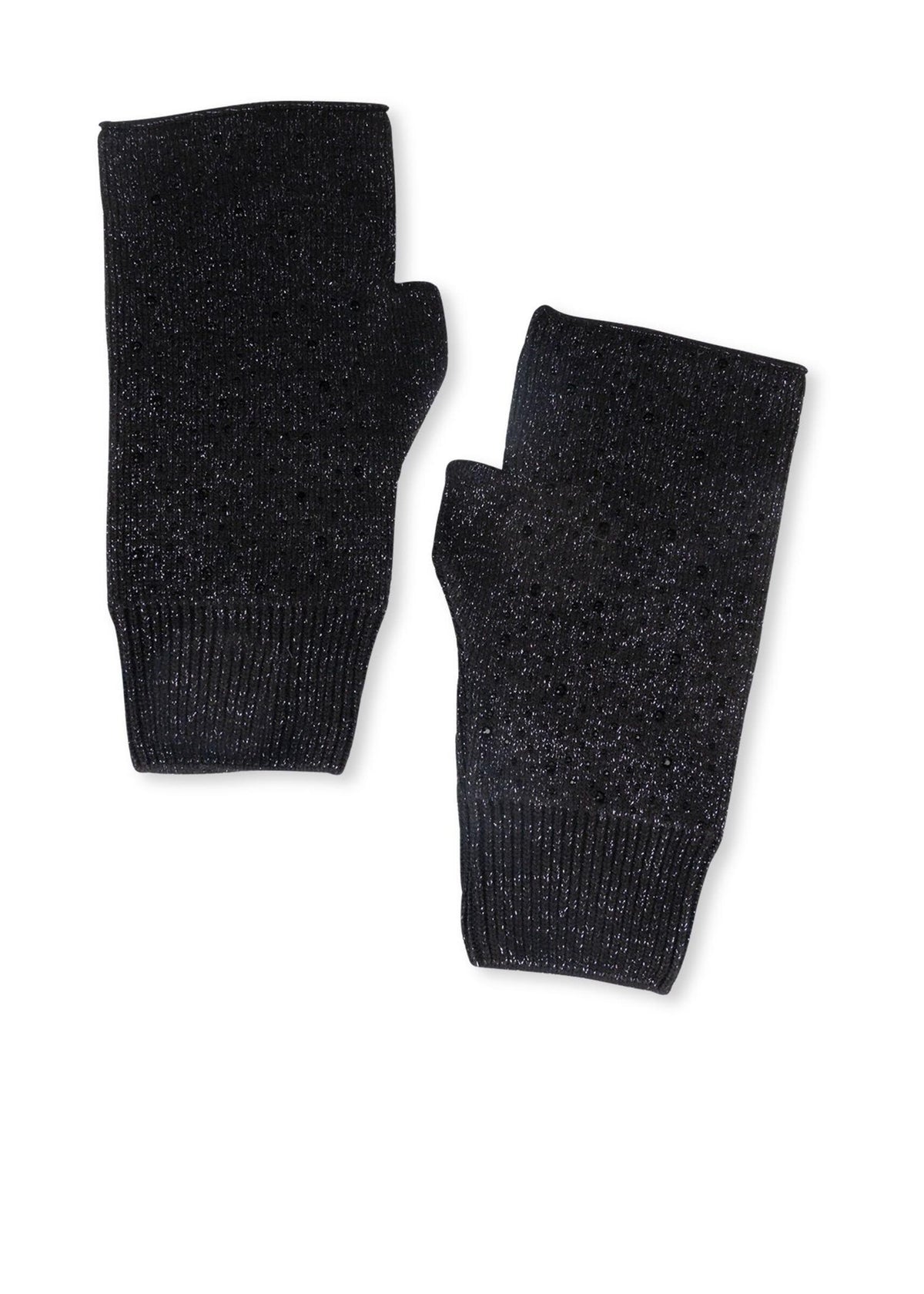 BLACK CRYSTAL FINGERLESS GLOVES