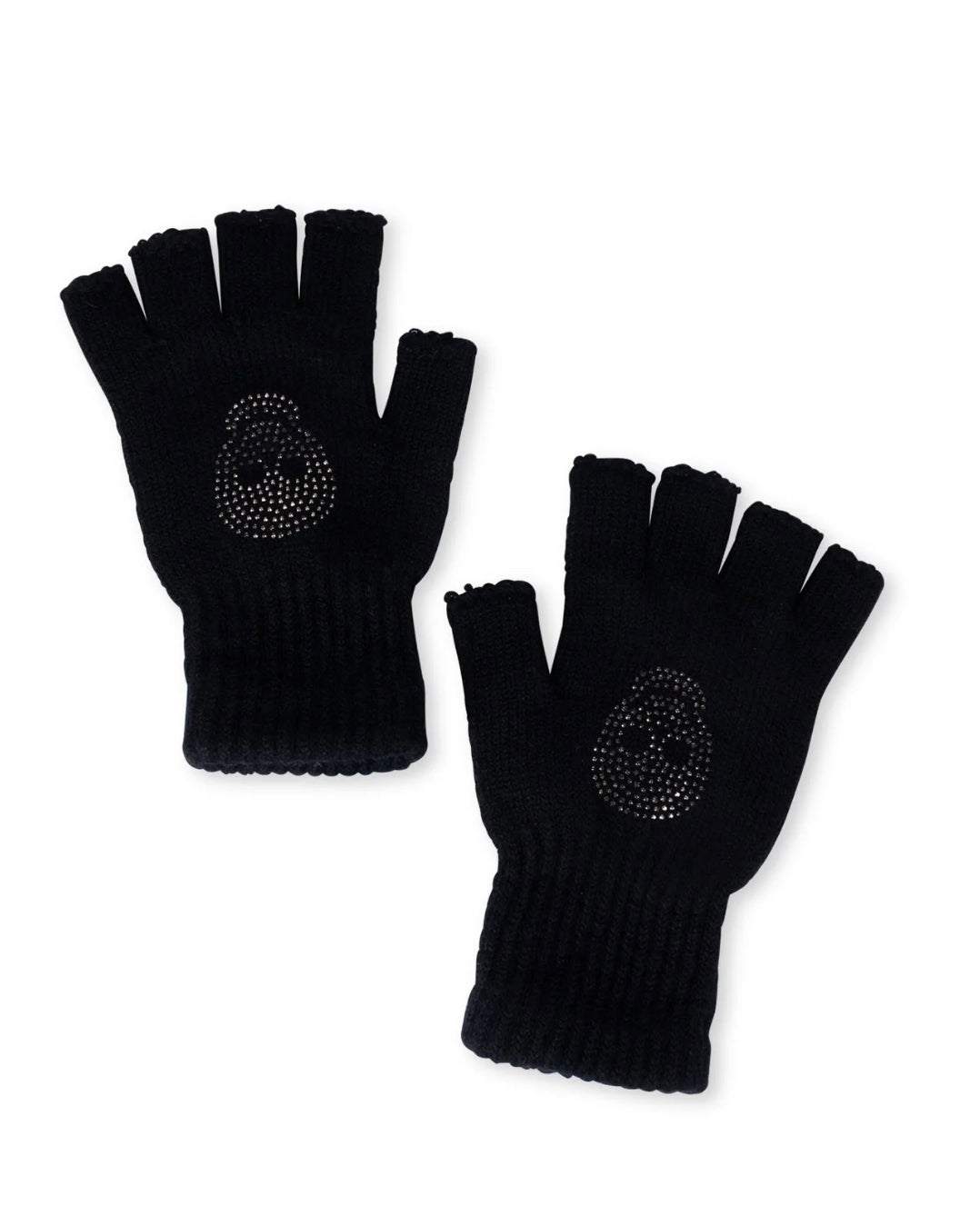 BLACK SKULL FINGERLESS GLOVES