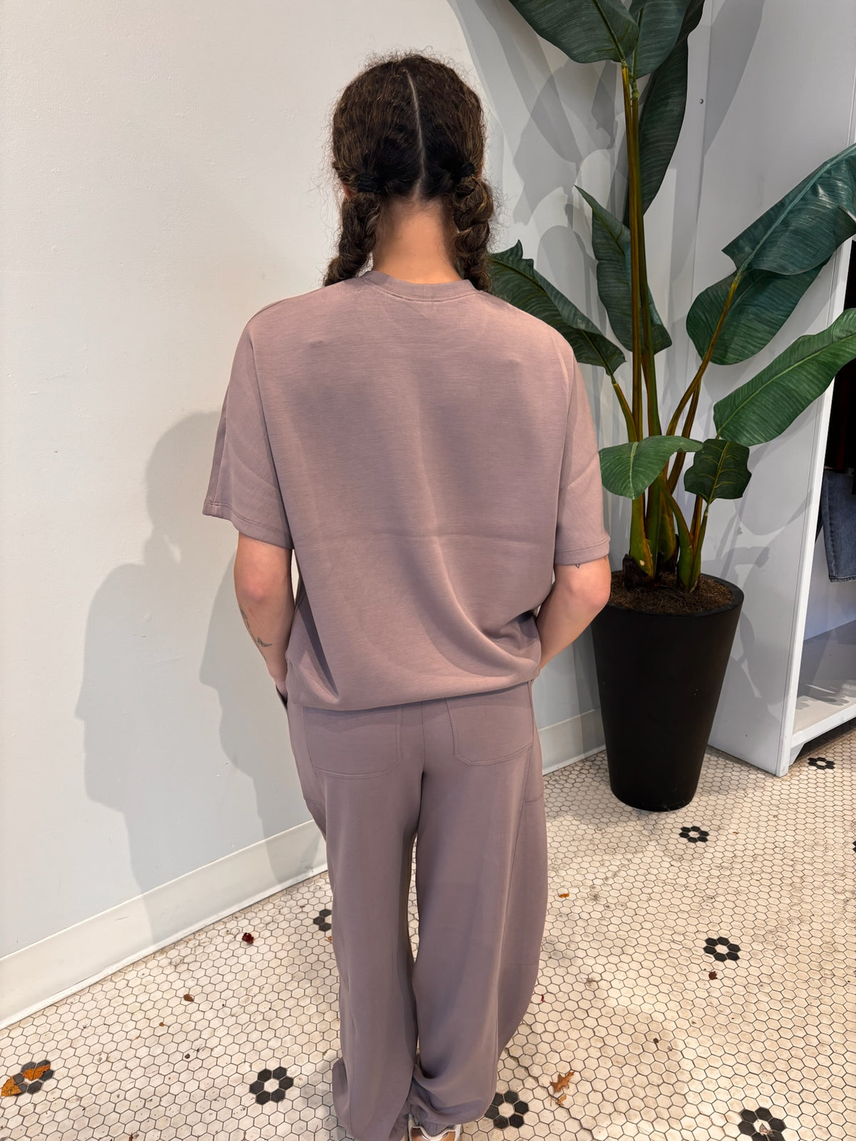 JAN SOFT KNIT BARREL PANT FOG