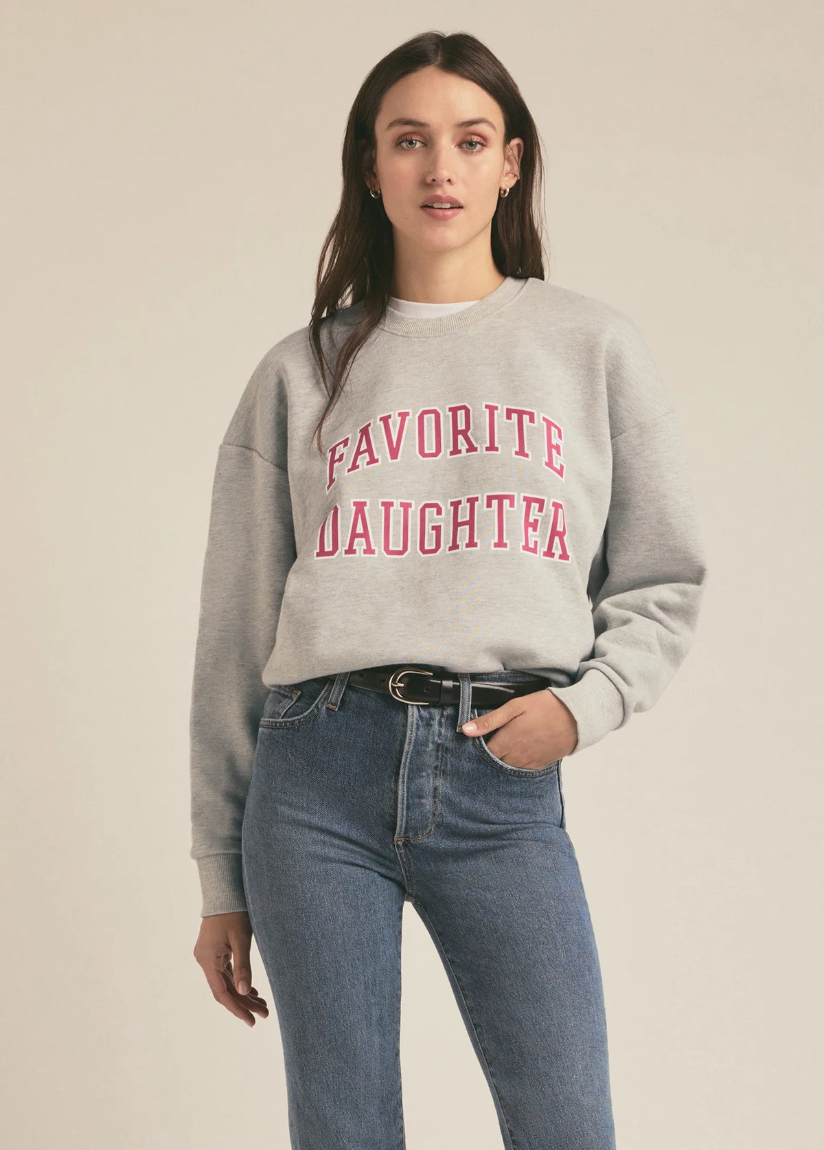 THE COLLEGIATE SWEATSHIRT GREY/PINK