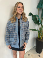 BAILEY MIXED MEDIA TWEED/DENIM JACKET BLUE