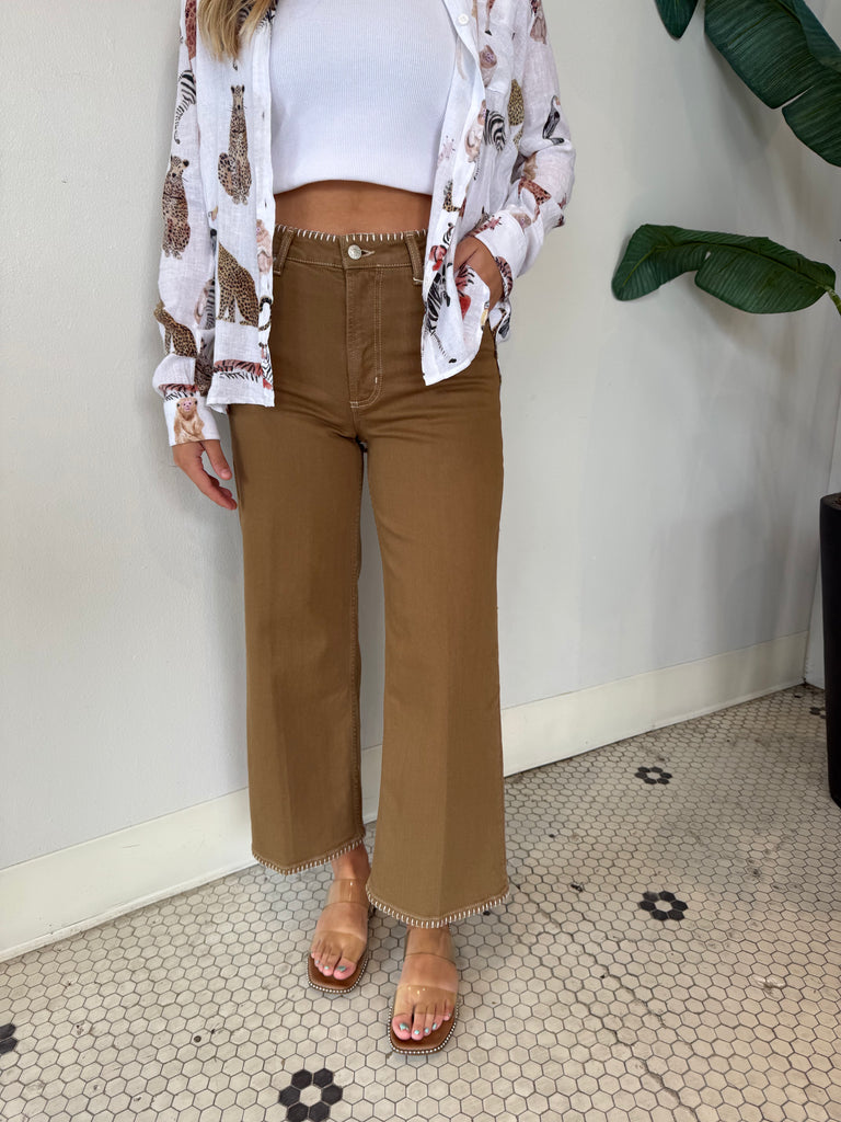 GETTY CROP SAFARI EMBOIDERED JEANS