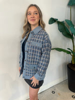 BAILEY MIXED MEDIA TWEED/DENIM JACKET BLUE