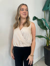 MELINA SURPLICE SATIN TOP STONE