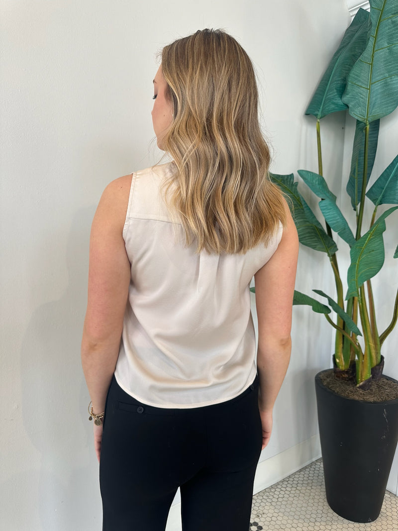 MELINA SURPLICE SATIN TOP STONE