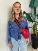 HATTIE POPLIN OVERSIZED STRIPE SHIRT DARK BLUE