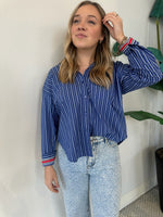 HATTIE POPLIN OVERSIZED STRIPE SHIRT DARK BLUE