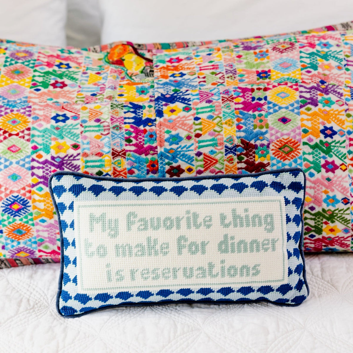 RESERVATIONS NEEDLEPOINT PILLOW