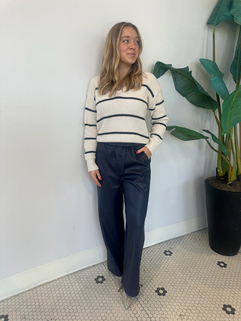 GILDA PANT NAVY FAUX LEATHER