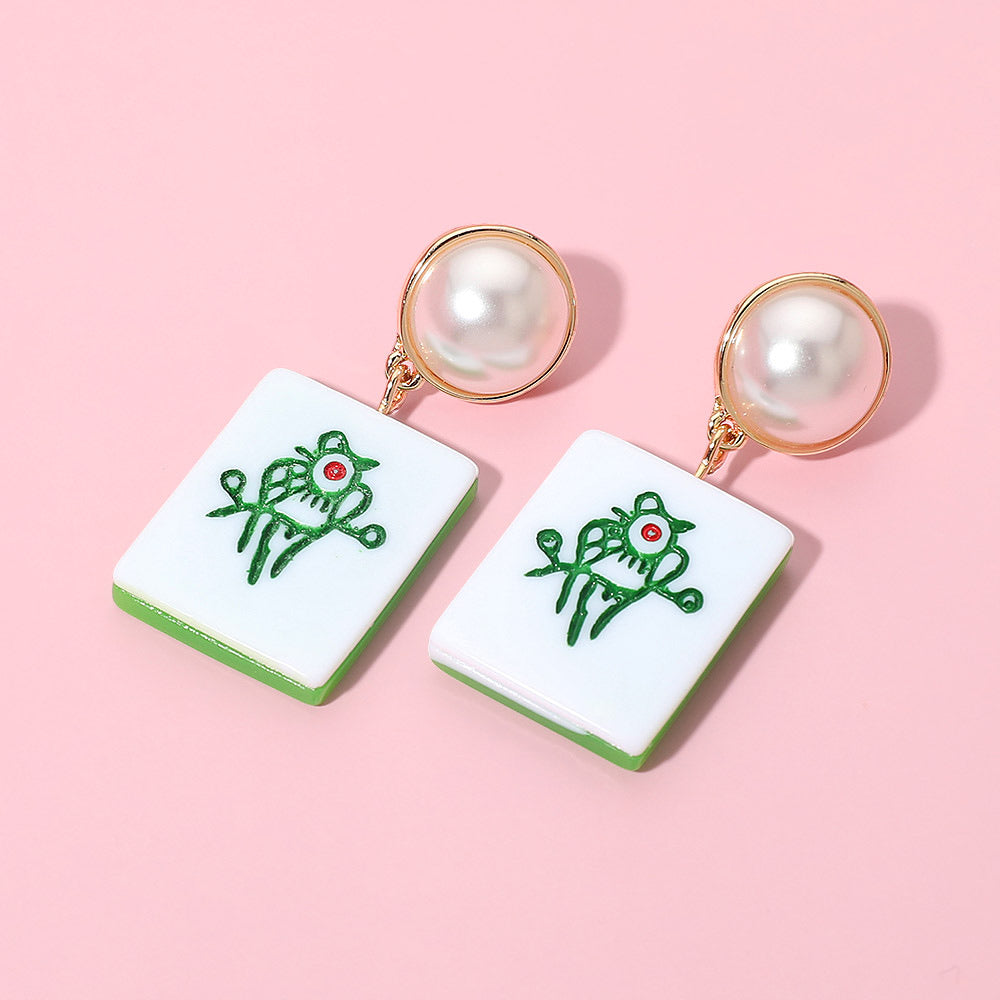 MAHJONG BAM EARRING