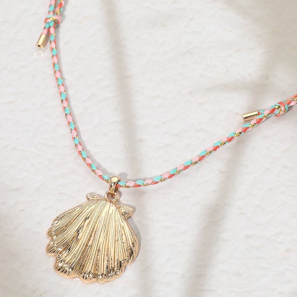SEASHELL PINK CORD NECKLACE