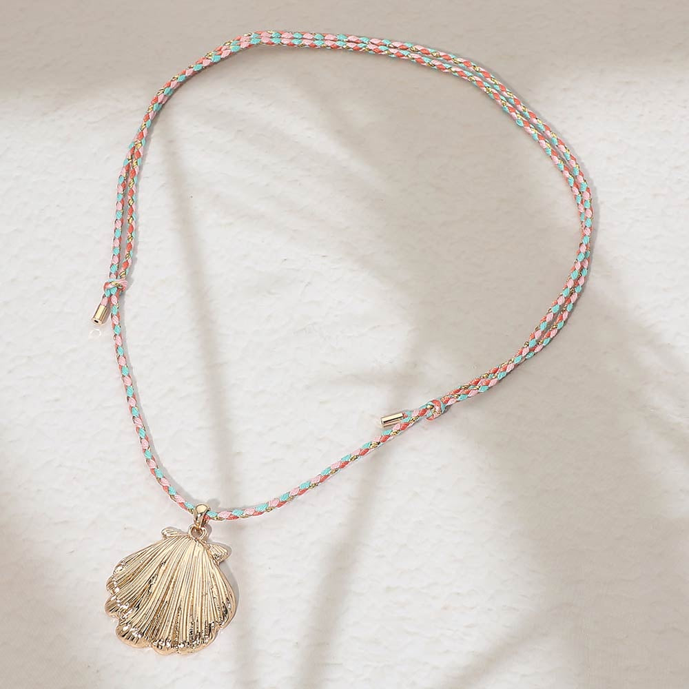 SEASHELL PINK CORD NECKLACE