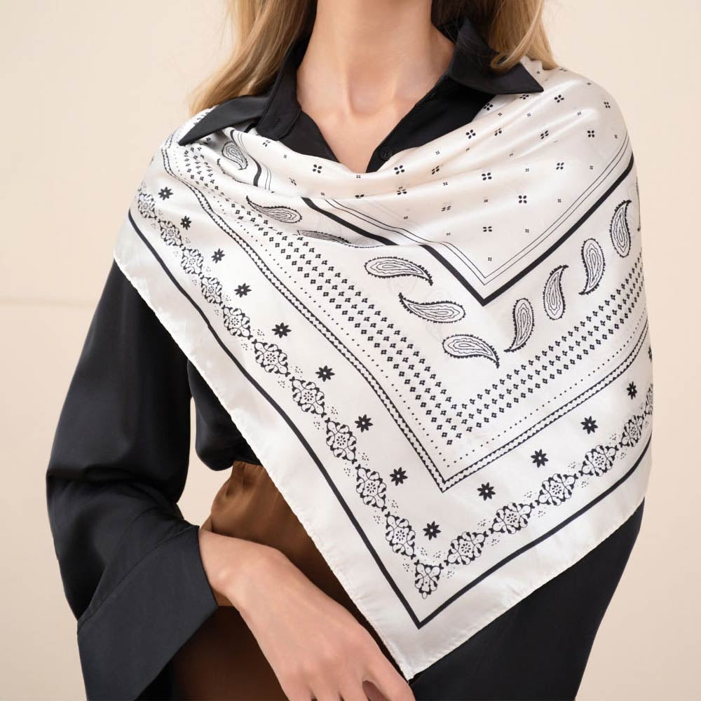 WHITE PAISLEY SCARF