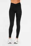 CROSSOVER WAIST LEGGINGS BLACK