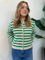 STRIPED CARDIGAN GREEN